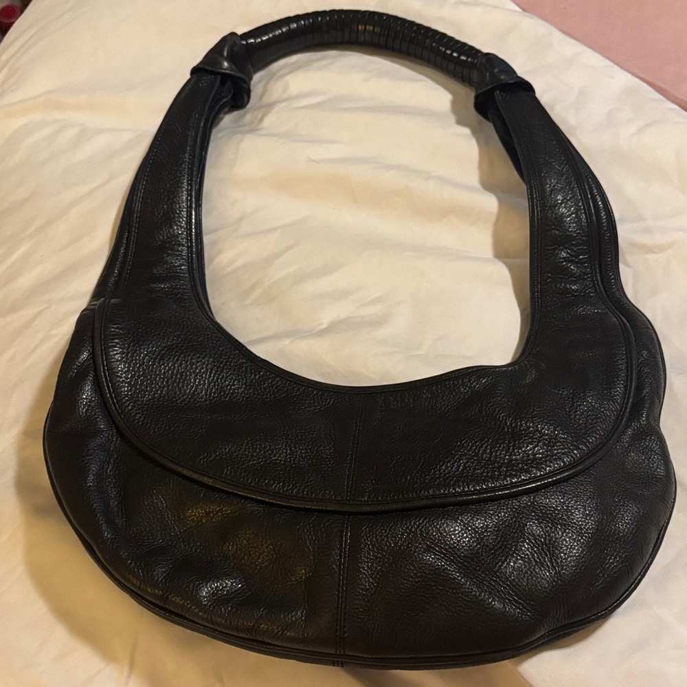 Black Leather hobo style Bag